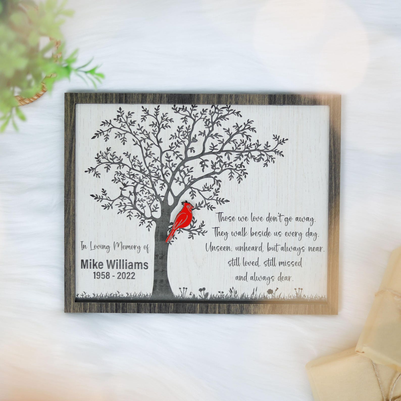 Personalized Cardinal in Loving Memory of Wooden Sign, Bereavement Gift ...