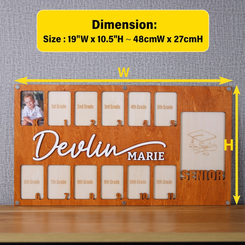 Graduation Picture Frame Customized, School Years From Kindergarten to ...
