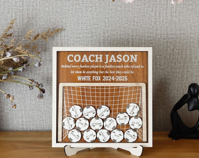 Personalized Soccer Coach Thank You Gift, Soccer Coach Shaker Sign, Team Gifts End Of Season, Custom Team Name And Members Coach Gifts