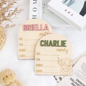 Highland Cow Baby Birth Stats Board, cowboy Cowgirl Baby Announcement Sign, Highland Cow Baby Newborn Sign Nursery Photo Prop Keepsake