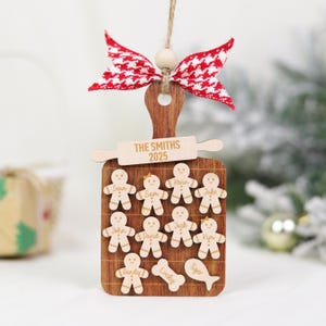Gingerbreads Family Christmas Ornament With Pets, Custom Family Name Or Grandkids Ornament, Nana&#39;s Favorite Batch, Grandmas Baking Crew