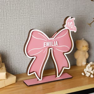 Butterfly Baby Piggy Bank, Girls Bow Coin Bank, Custom Piggy Bank For Girls, Baby Shower Gift, Personalized Bow Piggy Bank Wooden Coin Bank