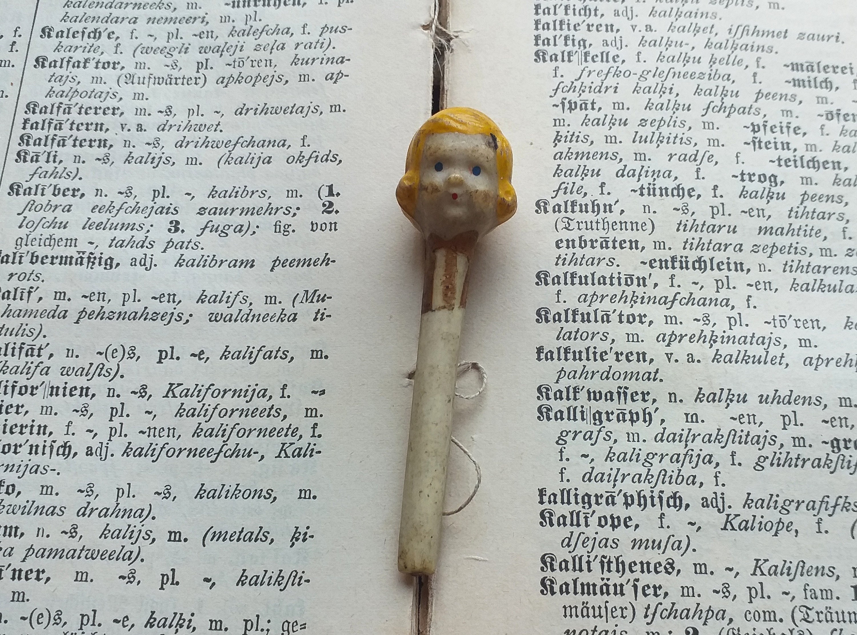 Old Porcelain Doll Head Stick Antique Dollhead Porcelain 