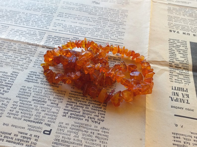 Natural Baltic Amber Vintage Necklace Honey Polished 72 cm 33 gr #a8