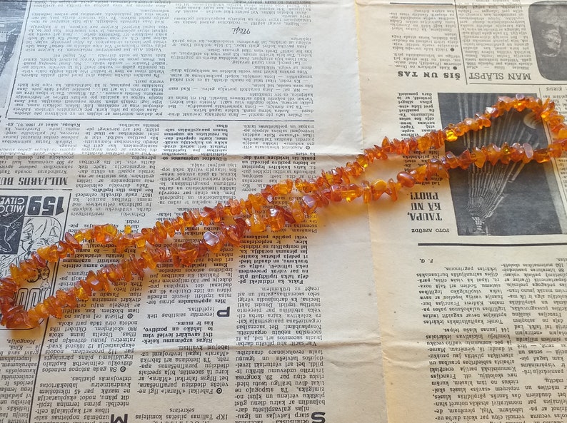 Natural Baltic Amber Vintage Necklace Honey Polished 72 cm 33 gr #a8