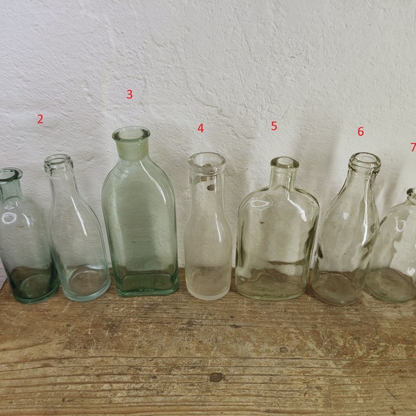 Medicina antica farmacia farmacia farmacia veleno tintura bottiglia di vetro verde vetro trasparente vecchia bottiglia #jan30-1-7