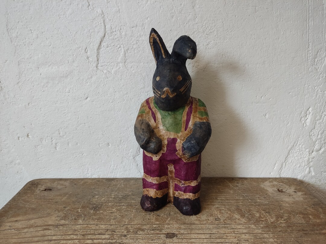 Vintage Paper Mache Rabbit Old Papier Mache Bunny Easter Etsy