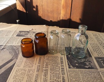 Vintage Old Medicine Pharmacy Apothecary Poison Tincture Glass Bottle Small Clear Brown Glass Old Bottle #dec2