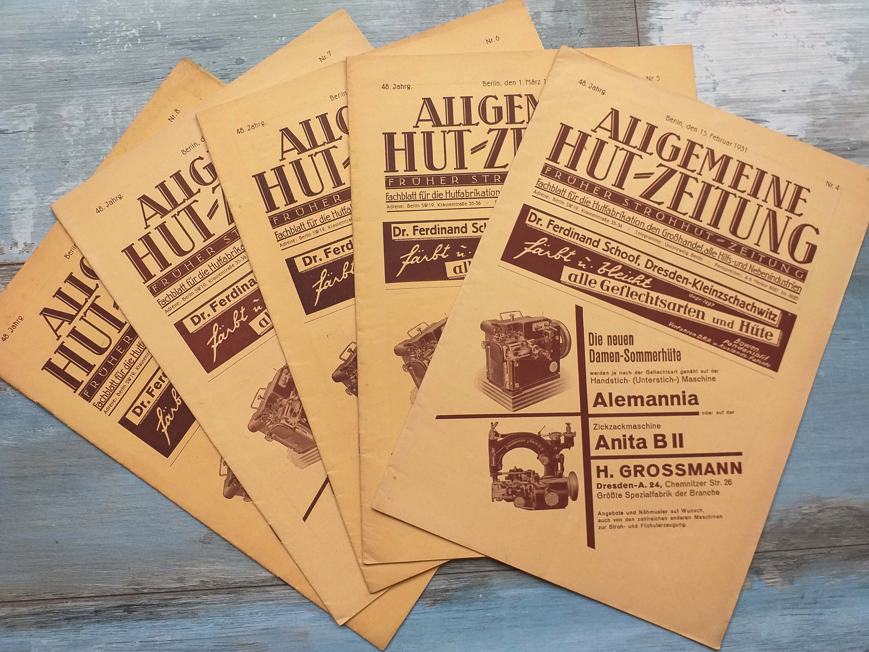 Antique Old Hat Maker Newspaper Catalogue Paper Sheets Etsy