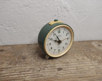 Vintage Soviet Alarm Clock Rostov Repeter Big Metal Green Alarm Clock for parts or repair