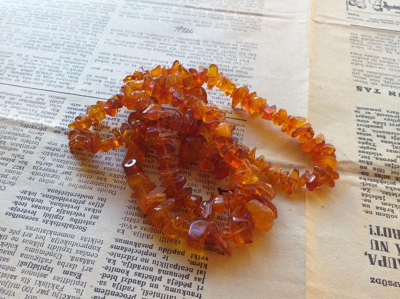 Natural Baltic Amber Vintage Necklace Honey Polished 72 cm 33 gr #a8