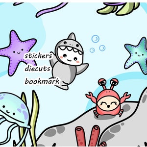 stickers, diecuts set & bookmark - Nana little mermaid