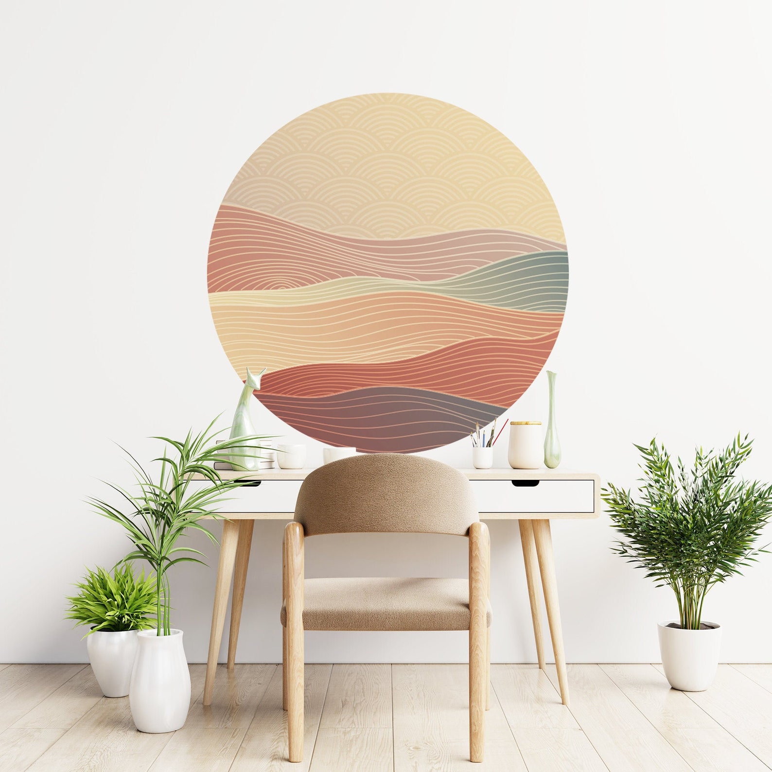 Circle Wall Decal Color Block Wall Sticker Color Blocking Etsy