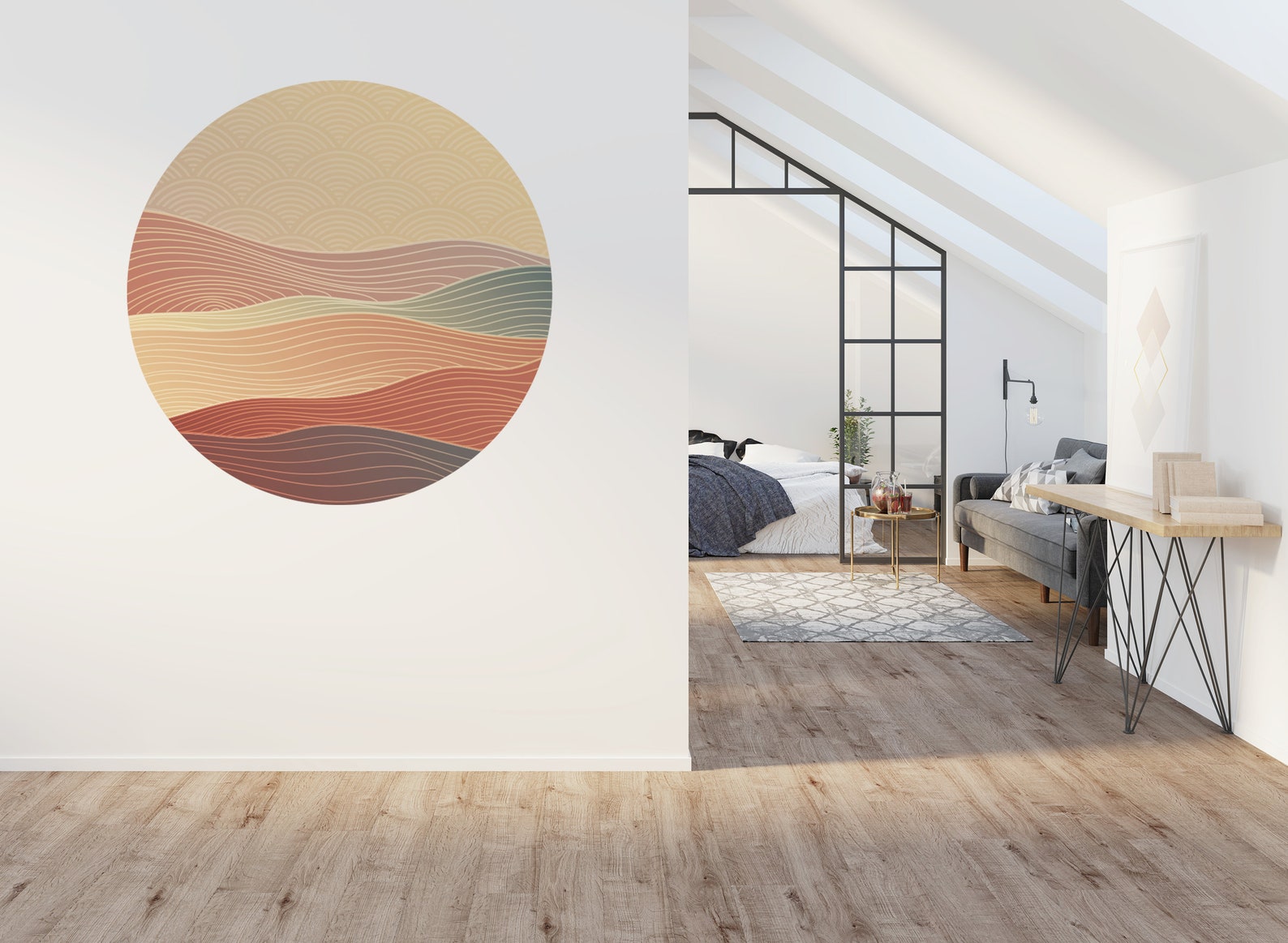 Circle Wall Decal Color Block Wall Sticker Color Blocking Etsy