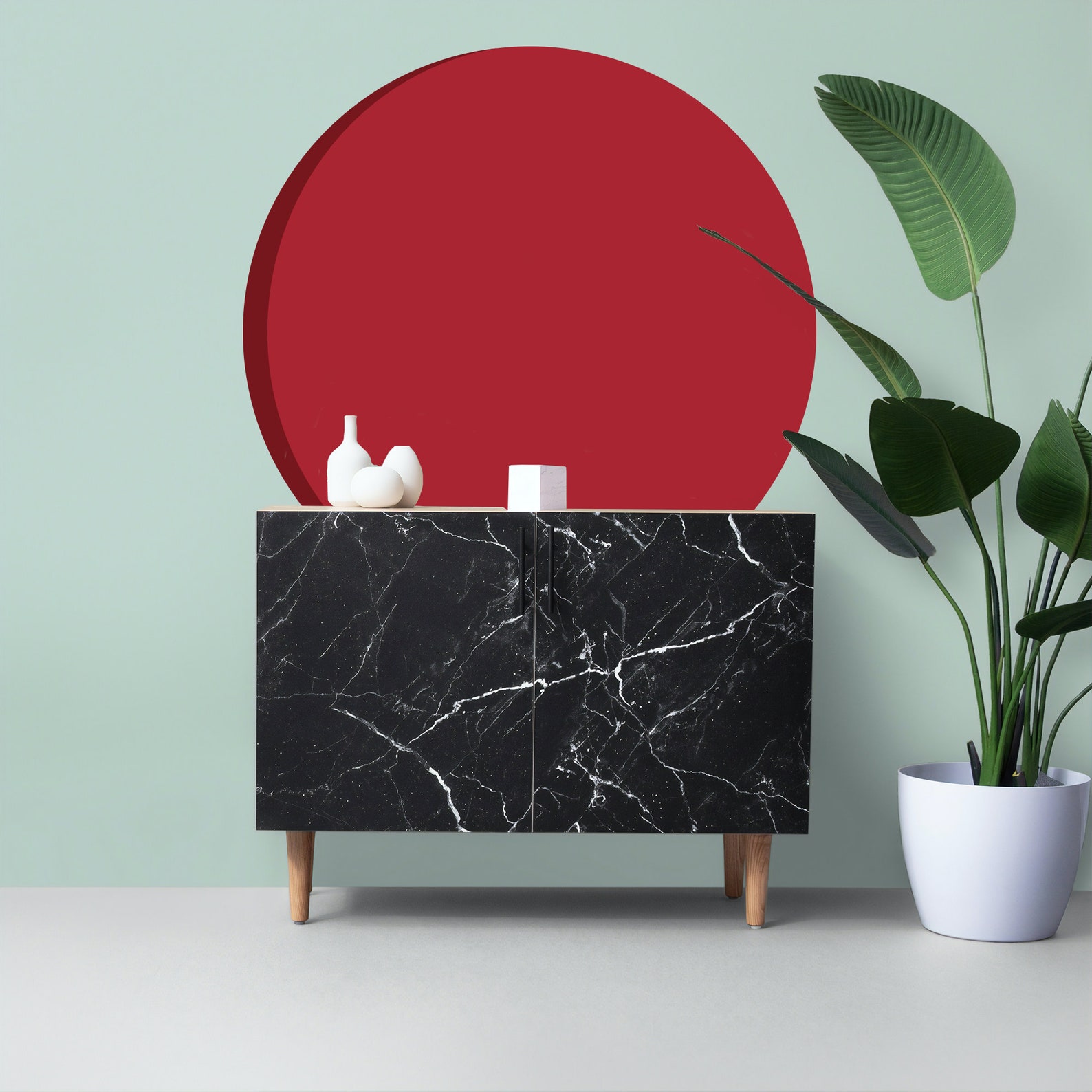 Circle Wall Decal Shadow Effect Wall Sticker Color Blocking Etsy