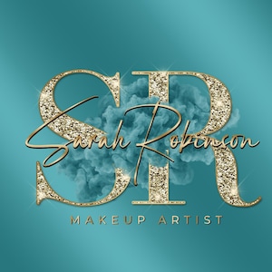 Turquoise Watercolor Logo, Gold Logo, Beauty Logo, Smoke Logo, Glitter Logo, Makeup Logo, Boutique Logo, Hair Logo, Lashes Logo, Nails Logo