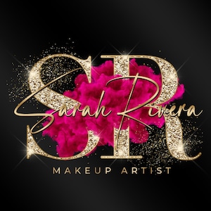Gold Pink Beauty Logo, Glitter Logo, Beauty Logo, Smoke Logo, Pink Logo, Makeup Logo, Hot Pink Logo, Wedding Logo, Hair Logo, Luxury Logo