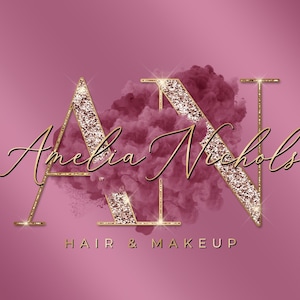 Lilac Watercolor Logo, Gold Logo, Beauty Logo, Smoke Logo, Glitter Logo, Makeup Logo, Boutique Logo, Hair Logo, Lashes Logo, Nails Logo