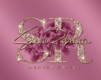 Gold Pink Beauty Logo, Glitter Sparkle Logo, Beauty Salon Logo, Lash Logo, Boutique Logo, Luxury Logo, Hair Makeup Logo, Nails Brows Logo