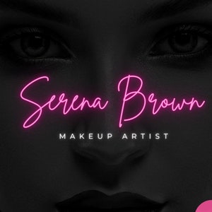 Pink Neon Beauty Logo Template, Editable Canva Design (Digital Download)