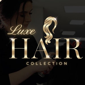 May include: A gold logo with the text "Luxe Hair Collection" and a stylised image of a woman's hair.