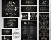 Luxury Gold Black Beauty Branding Kit Canva Template, Editable Canva Logos, Instagram Highlight Covers, Business Card, Price List