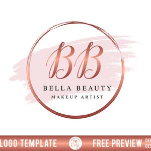 Pink Logo, Beauty Logo, Rose Gold Logo, Circle Logo, Makeup Logo, Boutique Logo, Hair Logo, Nails Logo, Lash Logo, Round Logo, Salon Logo