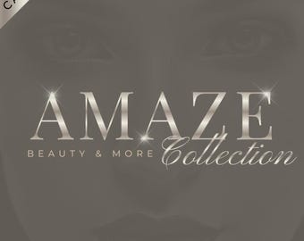 Gold Beauty Logo, Canva Logo Template, Instant Download, Makeup Artist Logo, Glitter Sparkle Logo, Hair Logo, Nails Lash Logo, Salon Logo