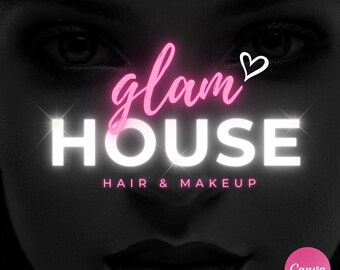Pink Beauty Logo, Canva Logo Vorlage, Neon Logo, Makeup Artist Logo, Hair Stylist Logo, Nails Lash Logo, Salon Logo, Boutique Business Logo