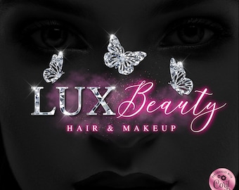 May include: A pink and silver logo with the text "LUX Beauty" and the words "Hair & Makeup" below. The logo is surrounded by three silver butterflies.