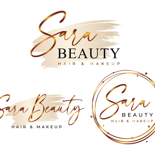 Beautiful Gold Foil Logo, Beauty Logo, Makeup Artist Logo, Boutique Logo Design, Custom Logo, Jewelry Logo, Glitter, Metallic, Hair Stylist
