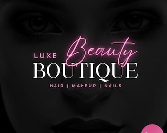 Pink Beauty Logo, Pink Neon Logo, Canva Vorlage, Sofort Download, Beauty Salon Logo, Boutique Logo, Nails Lash Logo, Hair Makeup Logo