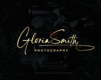 May include: A gold script font logo with the name "Gloria Smith Photography" on a black background with a vintage camera.