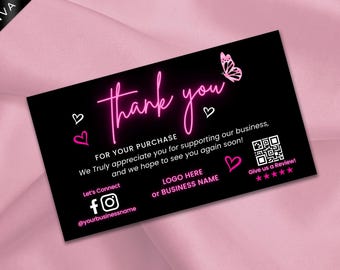 Editable Pink Thank You Card Template, Small Business (Canva)