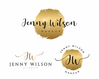 Makeup Artist Logo Design, Boutique Logo Design, Beauty Logo Design, Gold Logo, Brush Stroke Logo, Custom Logo Design, Logo Design, Handmade
