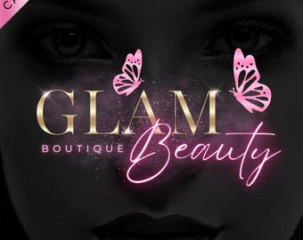 Logotipo rosa, Logotipo dourado, Logotipo de beleza, Logotipo do Canva, Logotipo com glitter, Logotipo de maquiagem, Logotipo de cabelo, Logotipo de unhas, Logotipo de cílios, Logotipo de borboleta, Logotipo faça você mesmo