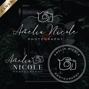 Minimalist Photography Logo, Editable Camera Watermark (Canva Template)