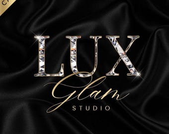 Silver Beauty Logo, Canva Template, Diamond Alphabets, Instant Download, Luxury Logo, Hair Makeup Logo, Nails Lash Salon Logo, Business Logo