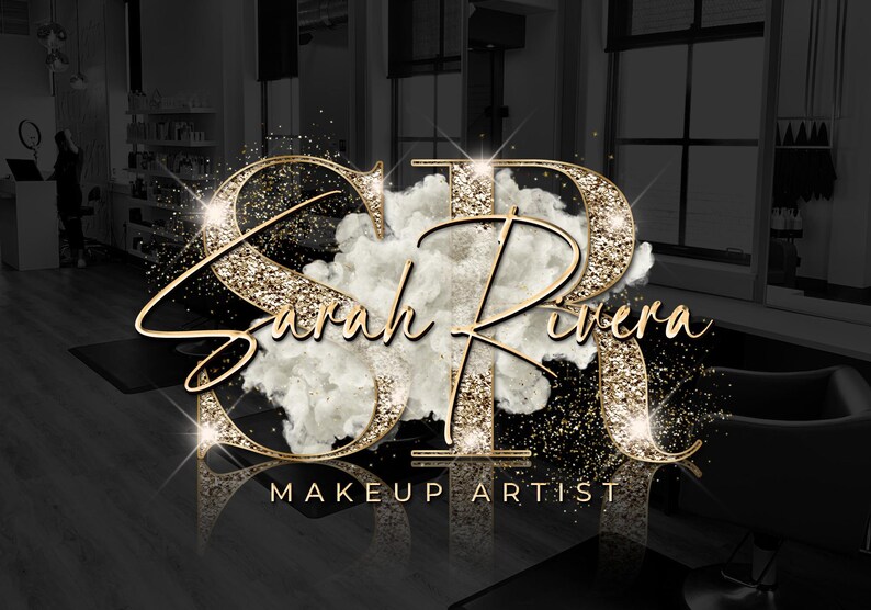 Gold Beauty Logo, Glitter Sparkle Logo, Smoke Logo, Luxury Logo, Makeup Artist Logo, Hair Stylist Logo, Nails Lash Brows Salon Logo