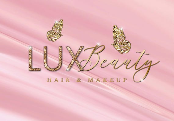 Gold Logo, Beauty Logo, Pink Logo, Glitter Logo, Editable Logo, DIY Logo, Makeup Logo, Hair Logo, Nails Logo, Lash Logo, Sparkle Logo