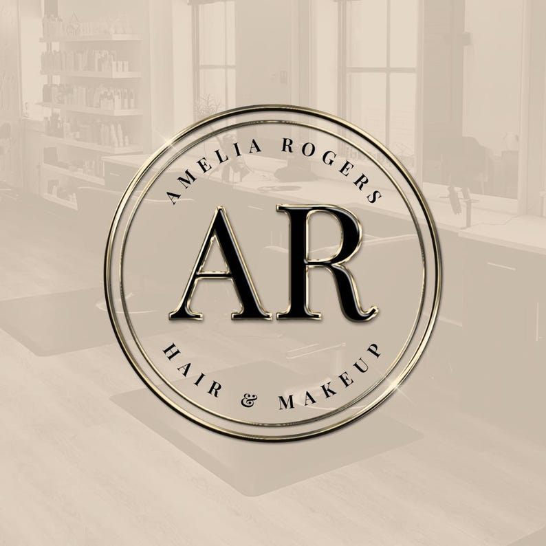 Gold Beauty Logo, Canva Template, Instant Download, Chrome Letters - Etsy