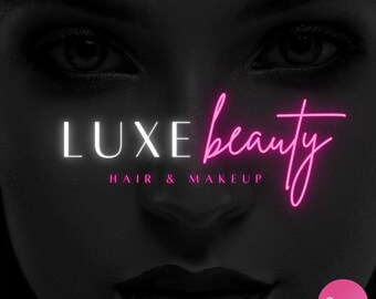 Pink Neon Beauty Logo, Canva Vorlage (Digitaler Download)