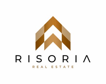 Gold Real Estate Logo, Realtor Logo, Interior Designer Logo, House Logo, Luxury Logo,  Arrow Logo, Architect Logo, Construction Logo, Luxury
