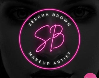 Logotipo de belleza rosa, plantilla de logotipo de Canva, logotipo neón, logotipo de maquillador/a, logotipo de estilista, logotipo de uñas y pestañas, logotipo de salón de belleza, logotipo para boutique