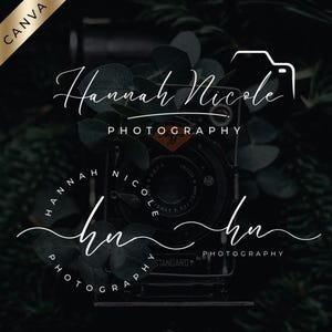 Photography Logo, Watermark, Editable Circle Logo (Canva Template)