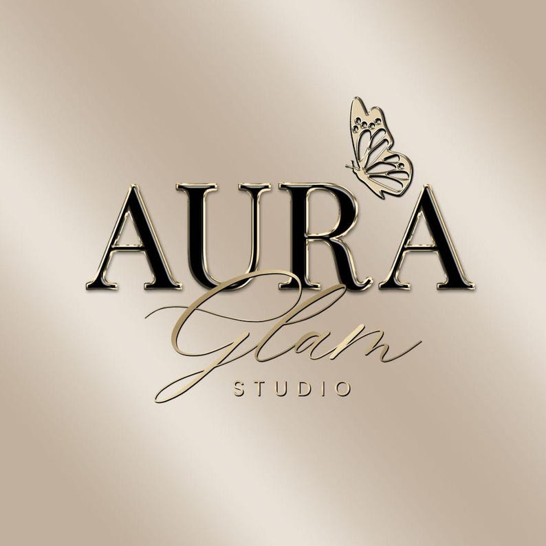 Gold Beauty Logo, Canva Template, Chrome Letters, Instant Download ...