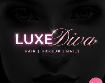 Beauty Logo, Pink Logo, Canva Logo Template, Instant Download, Pink Neon Logo, Hair Stylist Logo, Nails Lash Salon Logo, Makeup Artist Logo