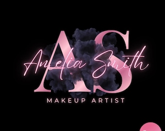 Logo Pink Beauty, logo rosa neon, modello logo Canva, logo effetto fumo, logo truccatore, logo boutique, logo salone, logo unghie, logo ciglia