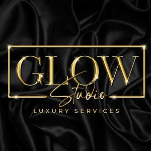 May include: Gold text on a black background reads "GLOW Studio LUXURY SERVICES" in a gold frame.