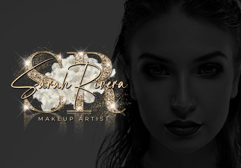 Gold Beauty Logo, Glitter Sparkle Logo, Smoke Logo, Luxury Logo, Makeup Artist Logo, Hair Stylist Logo, Nails Lash Brows Salon Logo